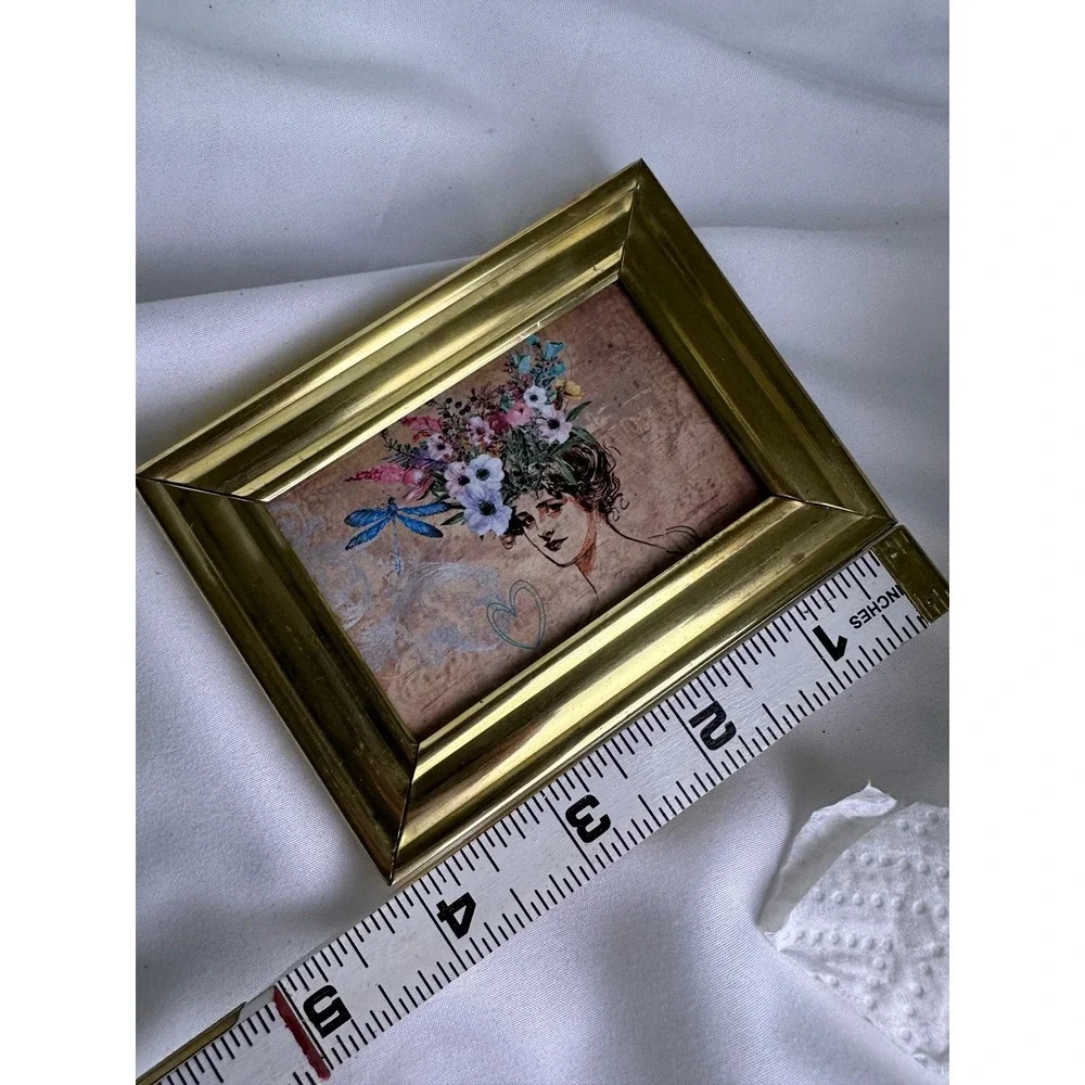 Set of 2 Vintage Brass Rectangular Tabletop Frames